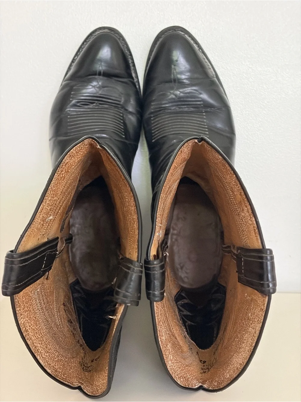 Vintage Tony Lama Black Leather Cowboy Boots Men’s 10 D Made in the USA